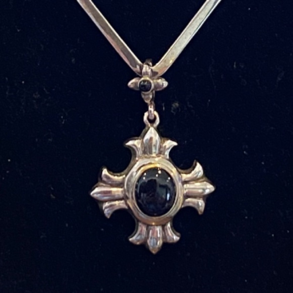 BARSE 925 Sterling Silver & Onyx, Dangle Pendant/Slide, CHAIN NOT INCLUDED